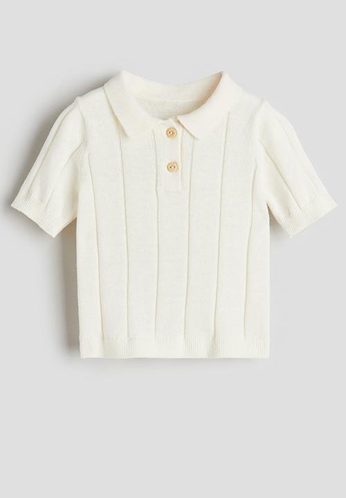 H&M - Knitted polo shirt - cream
