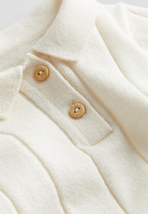 H&M - Knitted polo shirt - cream