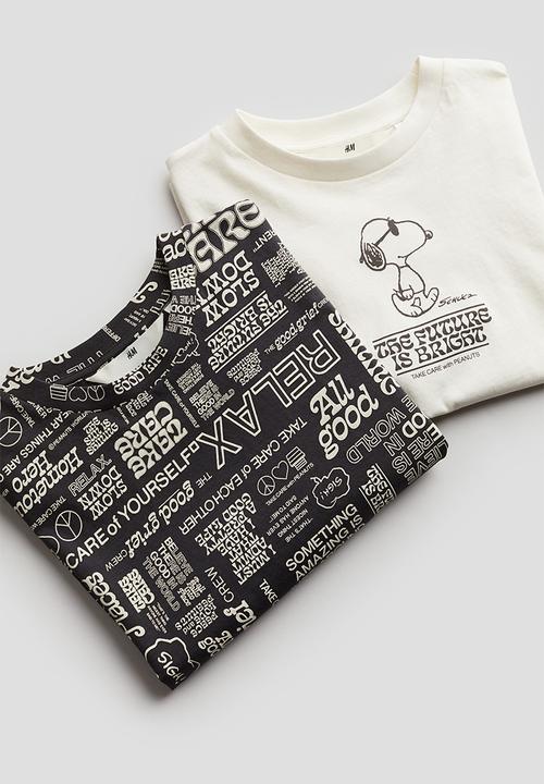 H&M - 2-Pack printed T-shirts - white snoopy