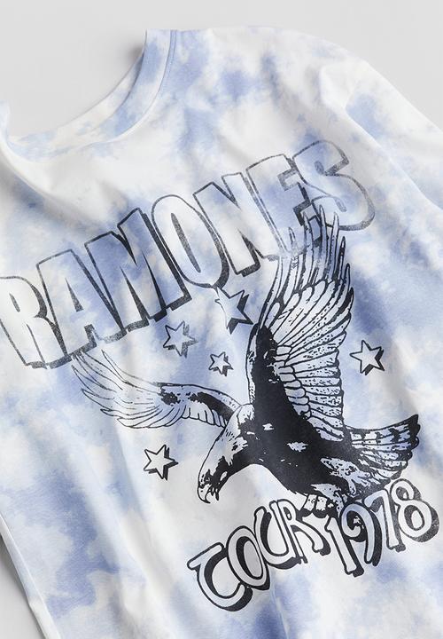 H&M - Oversized printed t-shirt - blue & ramones