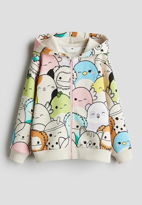 H&M - Printed zip-through hoodie - white & squishmallows