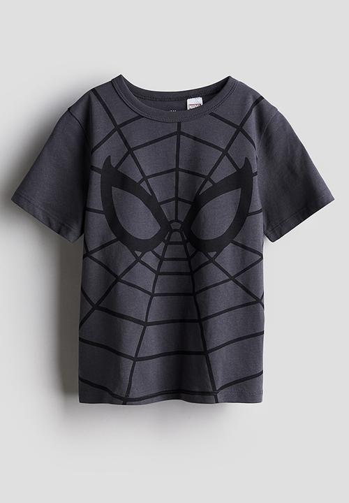 H&M - Printed cotton t-shirt - dark grey & spider-man