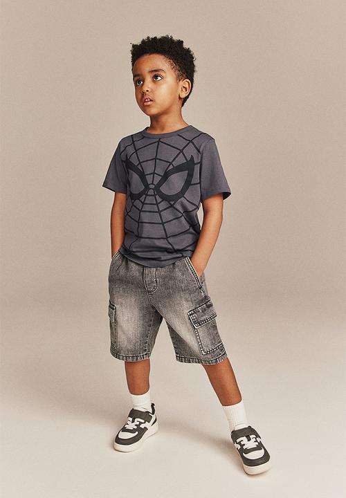 H&M - Printed cotton t-shirt - dark grey & spider-man