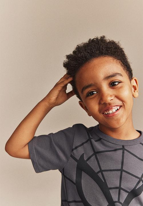 H&M - Printed cotton t-shirt - dark grey & spider-man