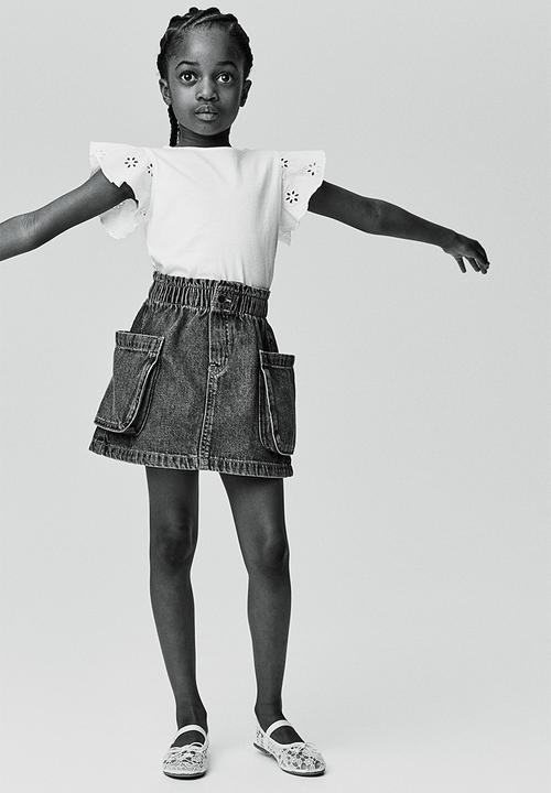 H&M - Jersey top with broderie anglaise - white