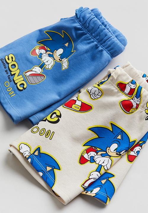 H&M - 2 pack printed sweatshorts - blue sonic the hedgehog