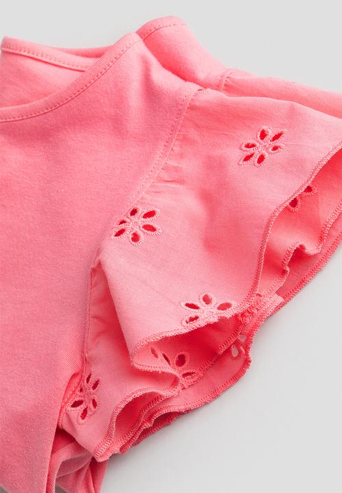 H&M - Jersey top with broderie anglaise - pink