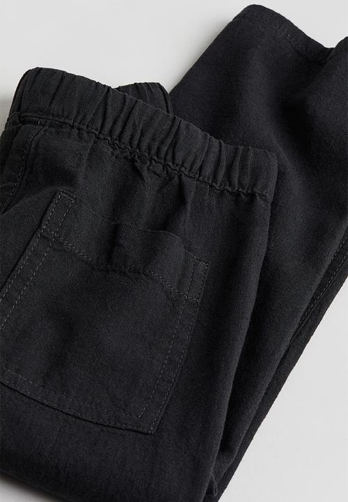 H&M - Linen-blend pull-on trousers - black