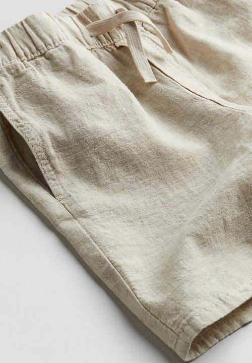 H&M - Linen-blend pull-on shorts - light beige 