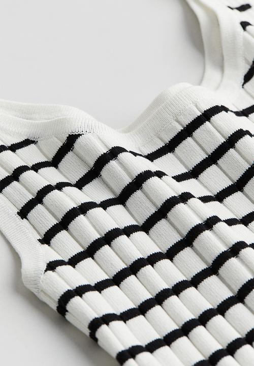 H&M - Rib-knit vest top - white & black striped