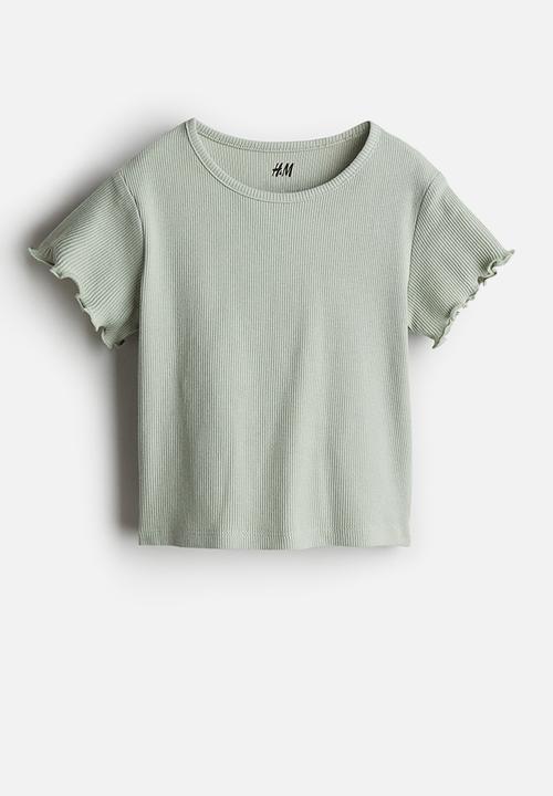 H&M - Ribbed jersey top - dusty green