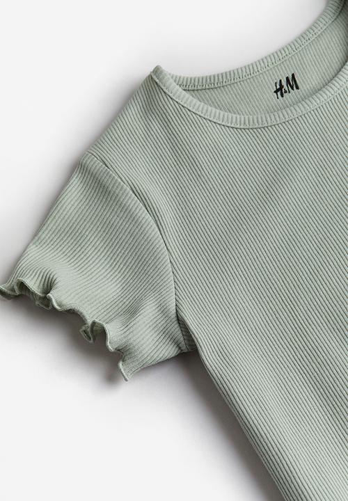 H&M - Ribbed jersey top - dusty green