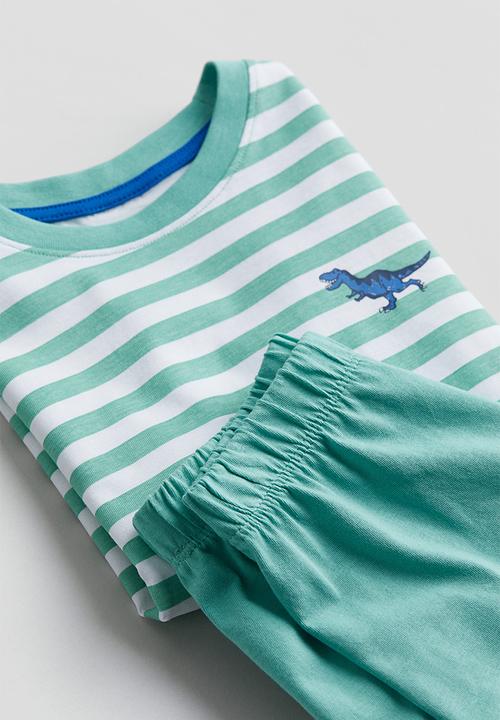 H&M - Printed cotton pyjamas - green striped 