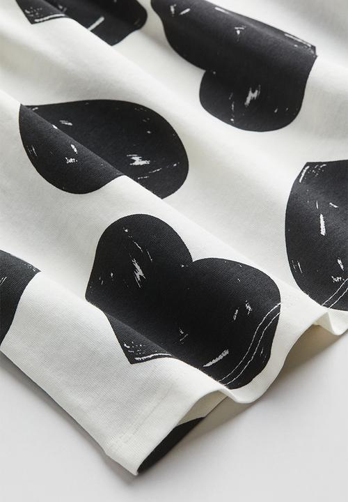 H&M - Patterned cotton dress - white hearts