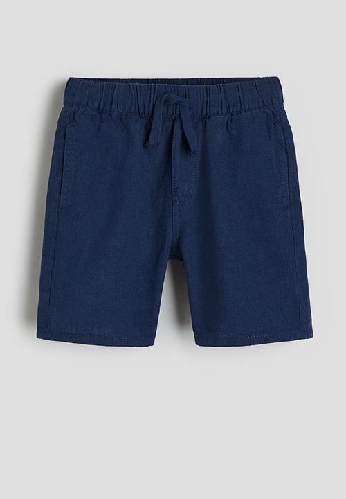 H&M - Linen-blend pull-on shorts - navy blue