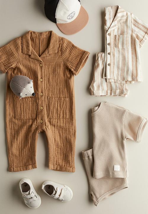 H&M - 2 piece waffled cotton set - light beige