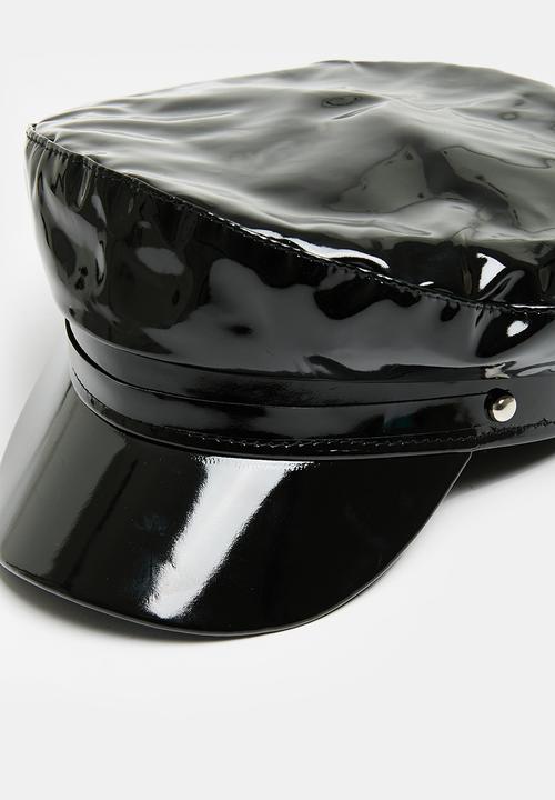 Superbalist - Patent faux leather baker boy hat - black
