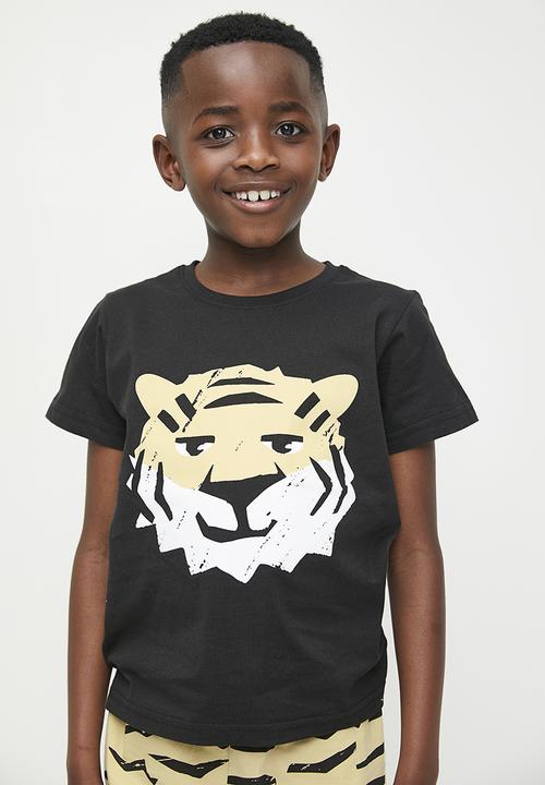 Pop Candy - Tiger print tee & short set - black & yellow