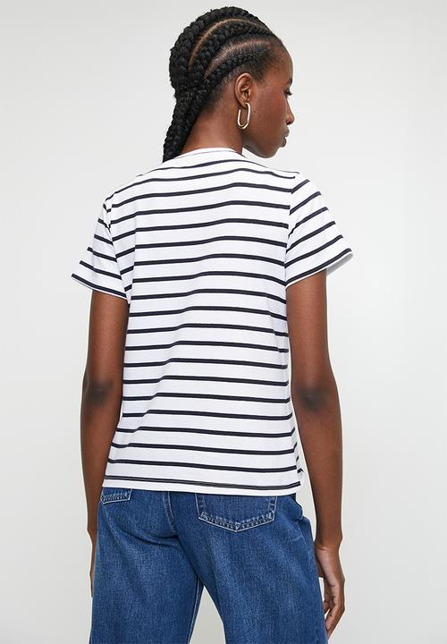 SISSY BOY - Lucille: Regular Fit Multi-Technique Logo Top - Navy & White