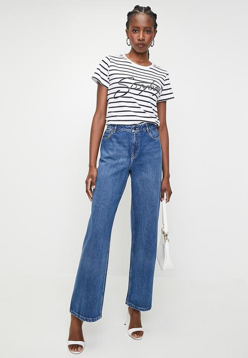 SISSY BOY - Lucille: Regular Fit Multi-Technique Logo Top - Navy & White