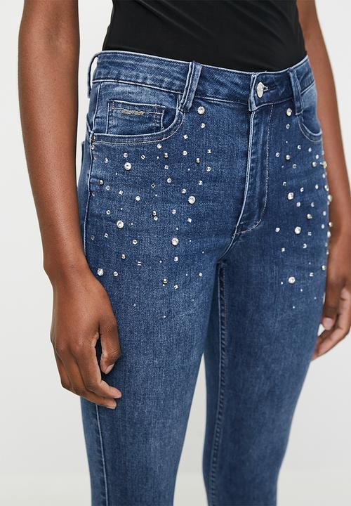 SISSY BOY - Wilder: Mid Waist Skinny With Bling - Med Vintage