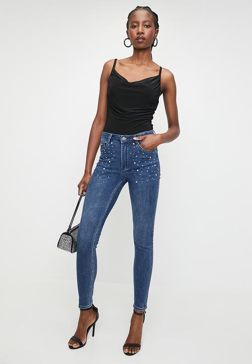 SISSY BOY - Wilder: Mid Waist Skinny With Bling - Med Vintage