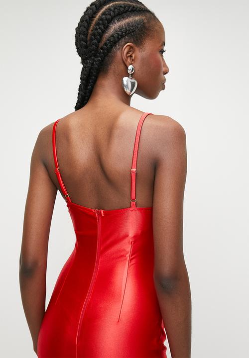 SISSY BOY - Must Be The Life: Shiny Caged Corset  Maxi  - Red