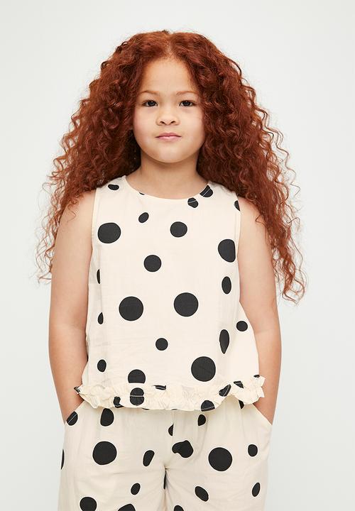 Pop Candy - Polka dot top & bottom set - black & off white