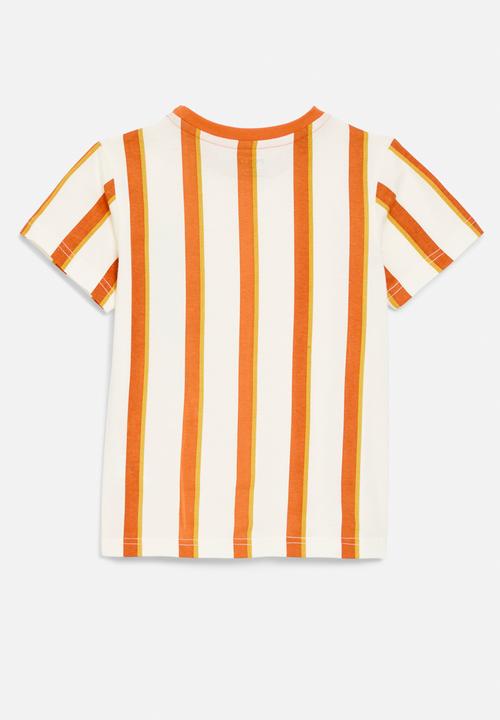 POLO - Boys liam vertical stripe printed tee - orange
