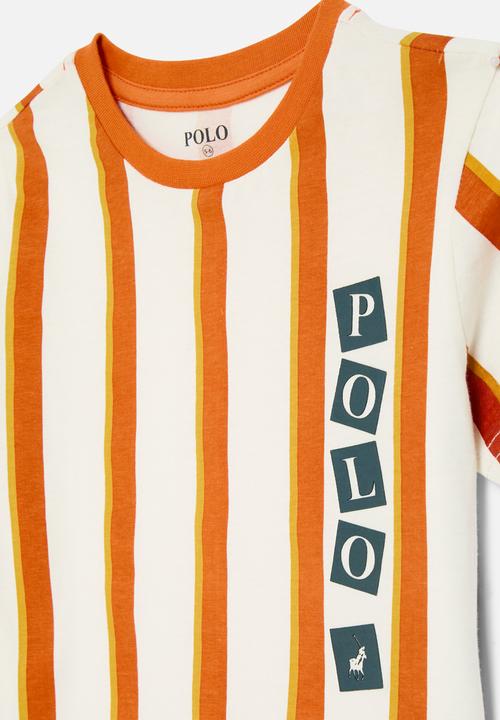 POLO - Boys liam vertical stripe printed tee - orange