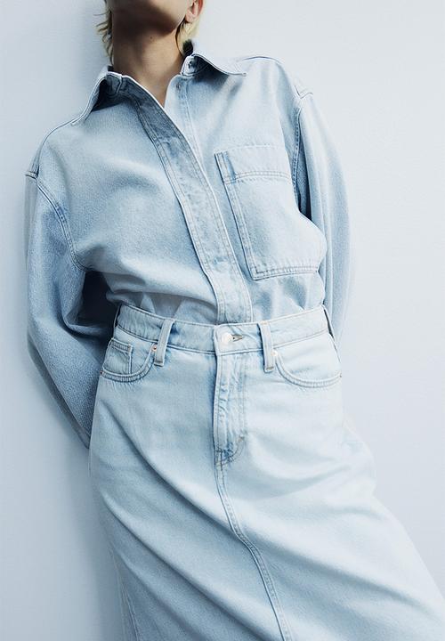 H&M - Feather soft denim skirt - pale denim blue