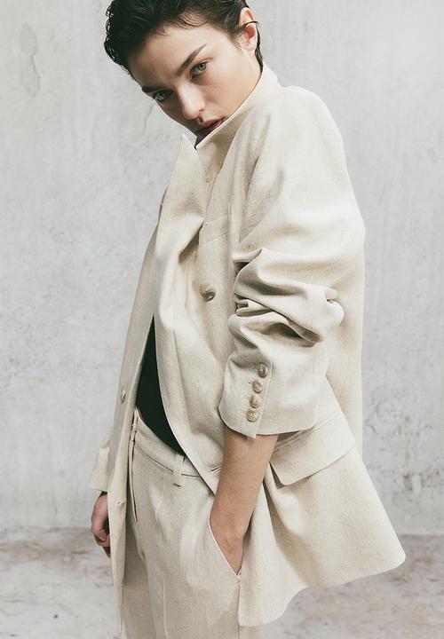 H&M - Double-breasted blazer - light beige