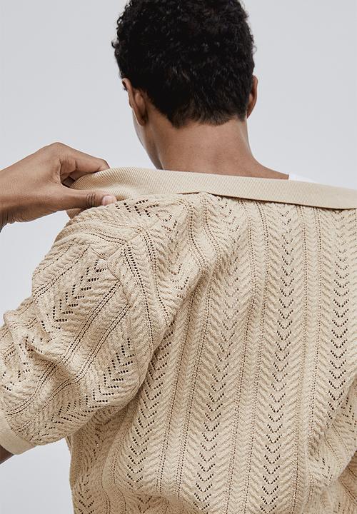 H&M - Regular fit pointelle-knit shirt - beige
