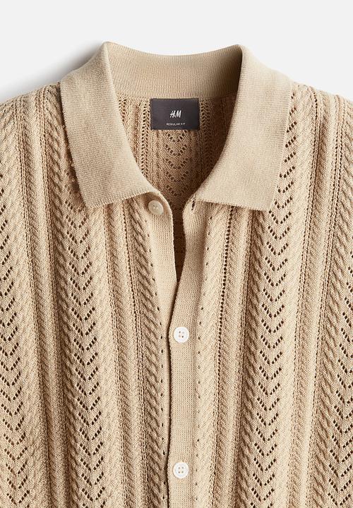 H&M - Regular fit pointelle-knit shirt - beige