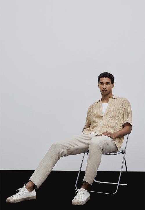 H&M - Regular fit pointelle-knit shirt - beige