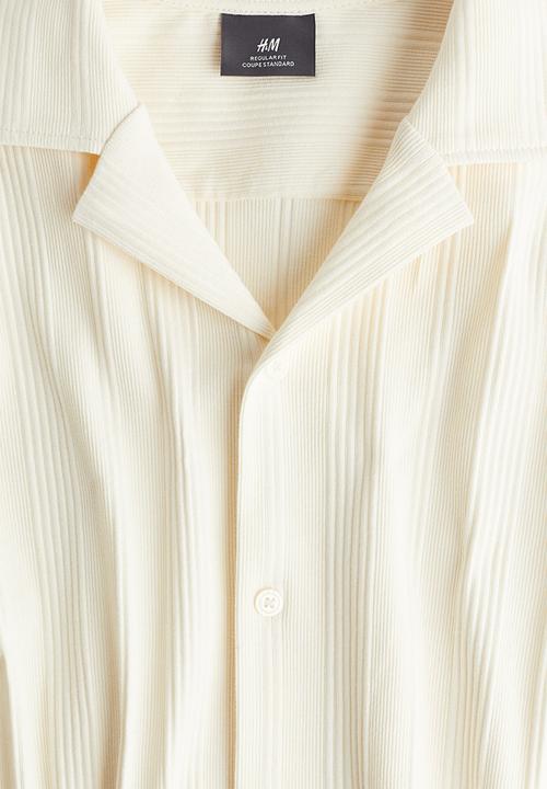 H&M - Regular fit ribbed resort shirt - cream