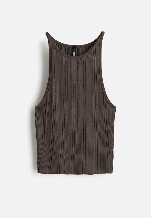H&M - Rib-knit vest top - dark brown