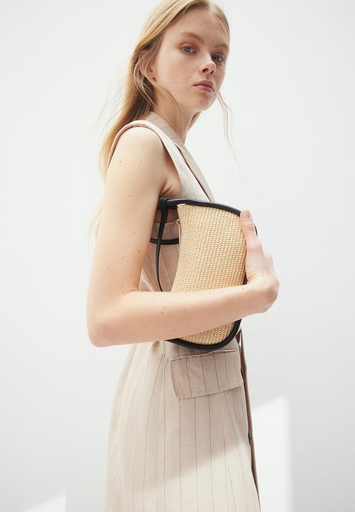 H&M - Linen-blend blazer dress - light beige pinstriped 