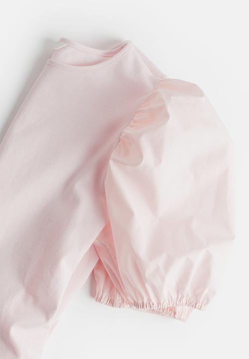 H&M - Puff-sleeved top - light pink