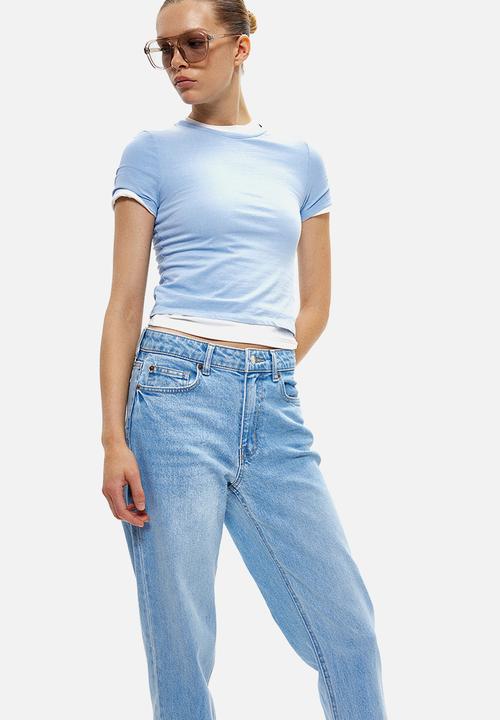 H&M - Slim straight high ankle jeans - light denim blue