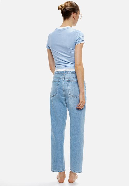 H&M - Slim straight high ankle jeans - light denim blue