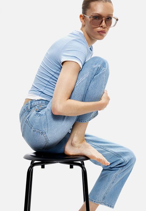 H&M - Slim straight high ankle jeans - light denim blue