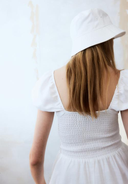 H&M - Tiered-skirt smocked dress - white