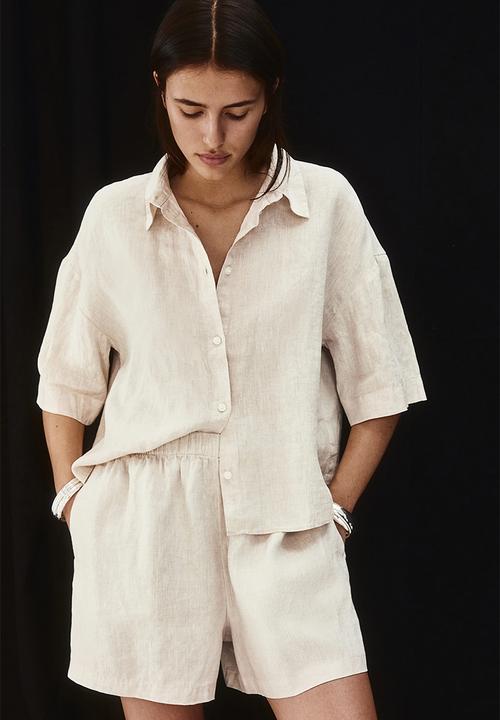 H&M - Pull-on linen shorts - natural white