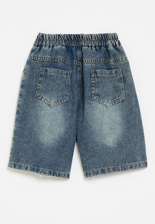 Pop Candy - Distressed denim shorts - blue
