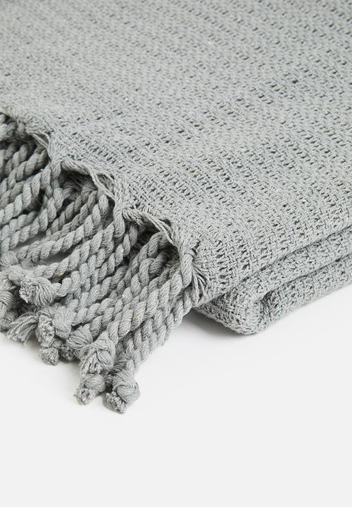 H&S - Cotton Knitted Throw - Grey