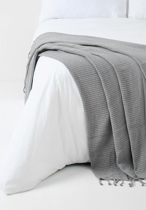 H&S - Cotton Knitted Throw - Grey