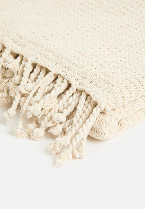 H&S - Cotton Knitted Throw - Natural
