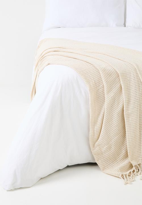 H&S - Cotton Knitted Throw - Natural