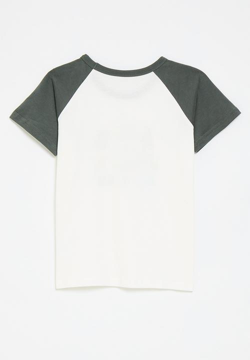 Pop Candy - Colour block reglan tee - grey & white